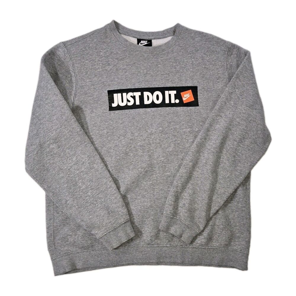 Mens Nike Sportswear Club Fleece Crewneck Sweatshirt Gray Large Just Do It